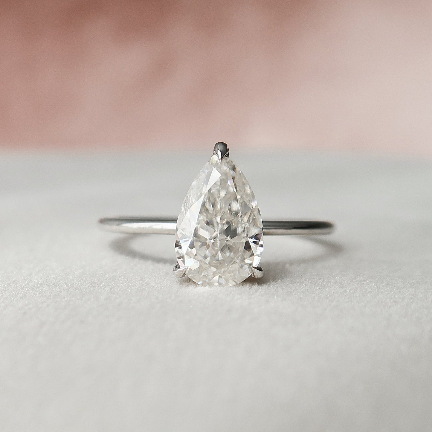 2.0 CT Pear Solitaire & Hidden Halo Style Moissanite Engagement Ring