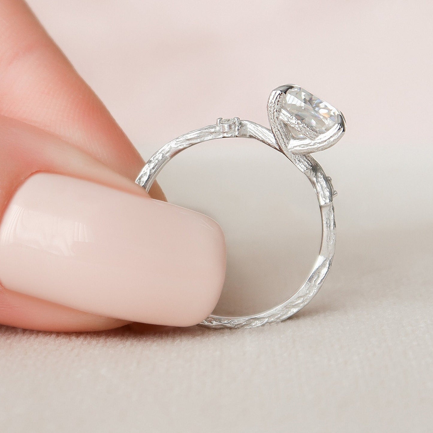 2.0 CT Cushion Twig Style Moissanite Engagement Ring