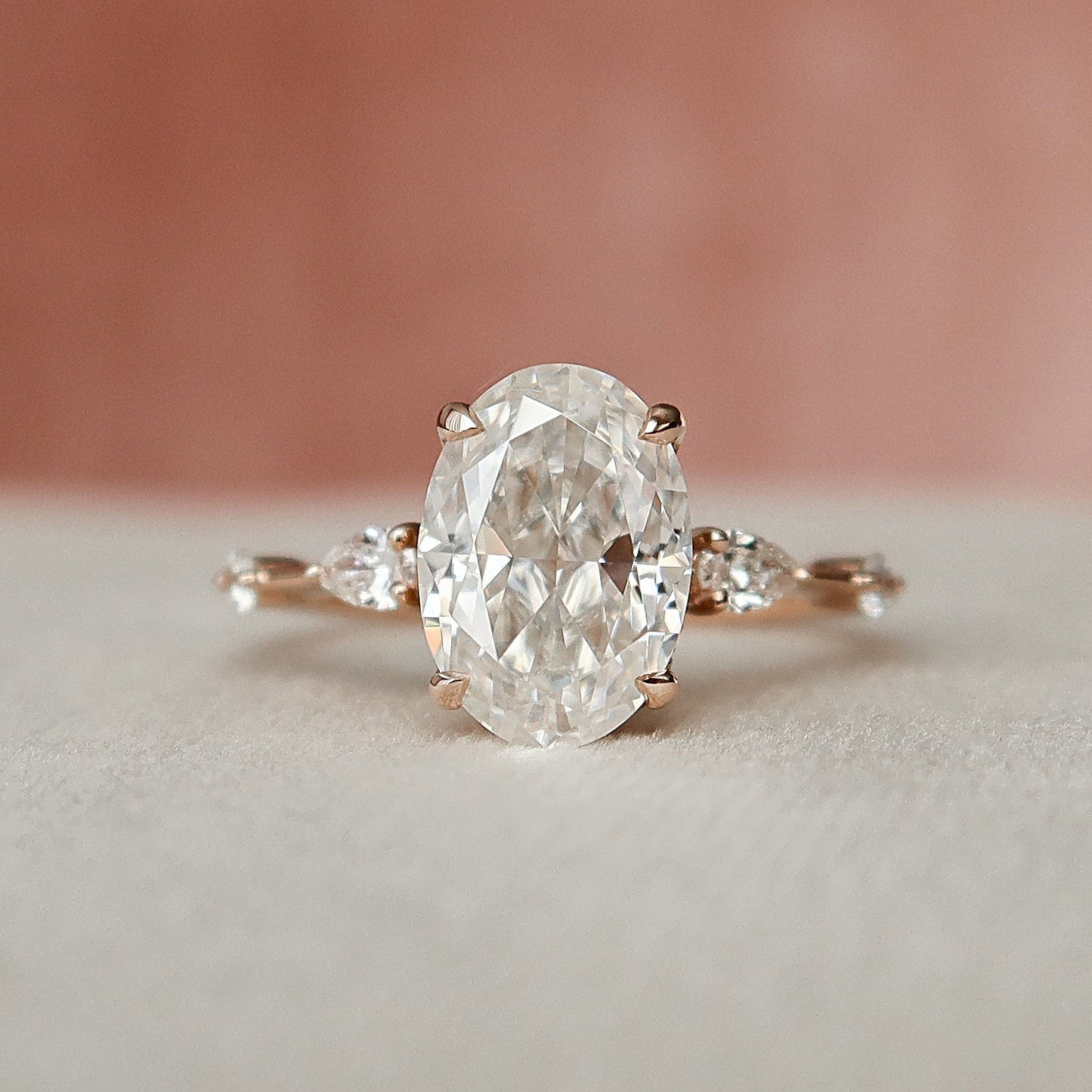 2.0 CT Oval Hidden Halo Moissanite Engagement Ring