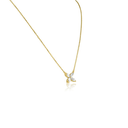 0.37 TCW Marquise Cut Flower Moissanite Necklace