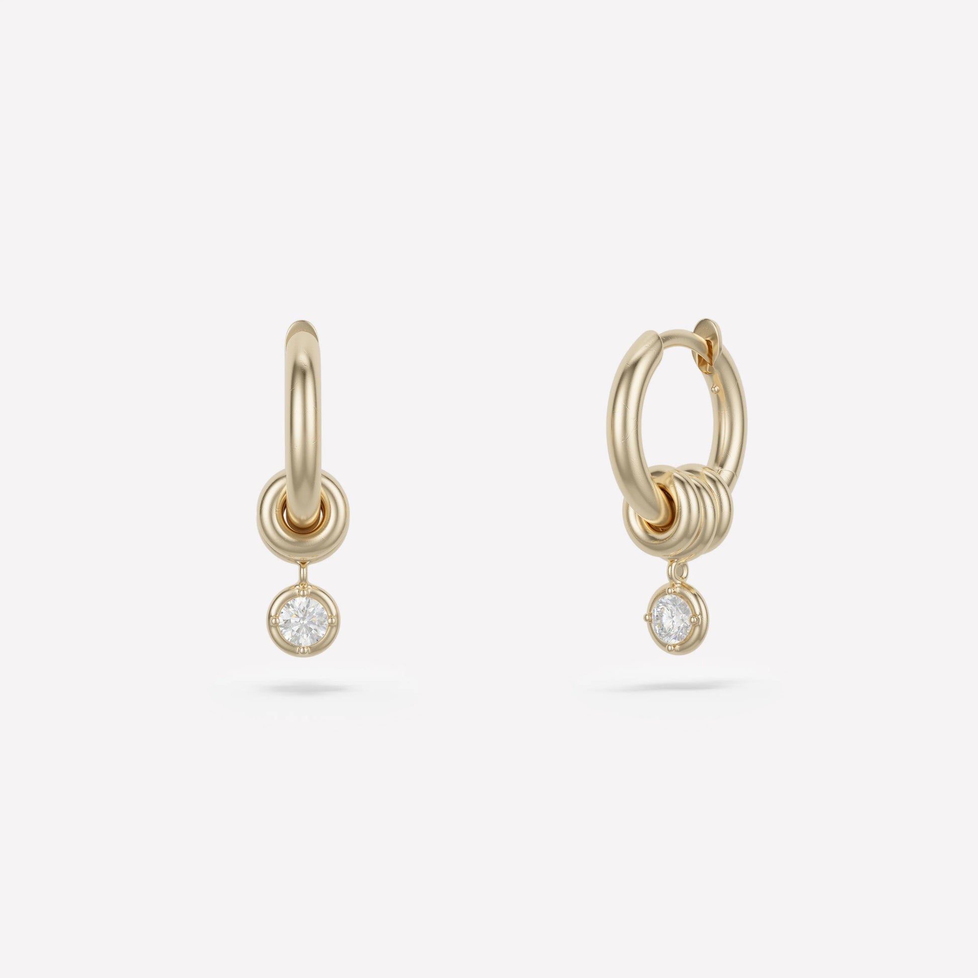 0.22 TCW Round Cut Moissanite Huggies Earrings