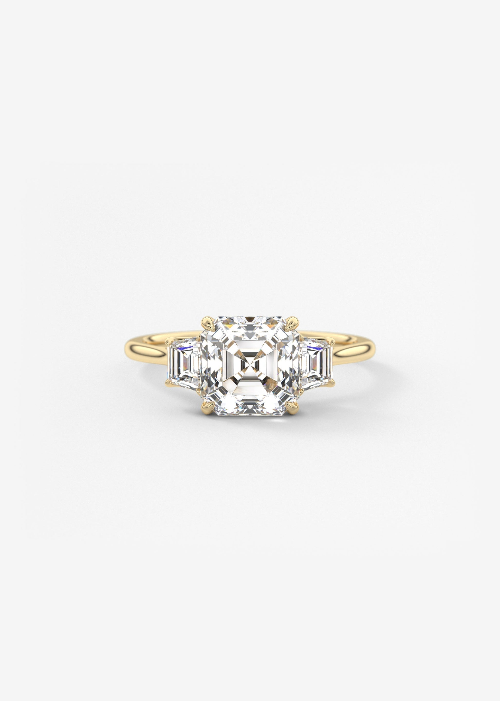 Asscher Three Stone Lab Grown Diamond Engagement Ring