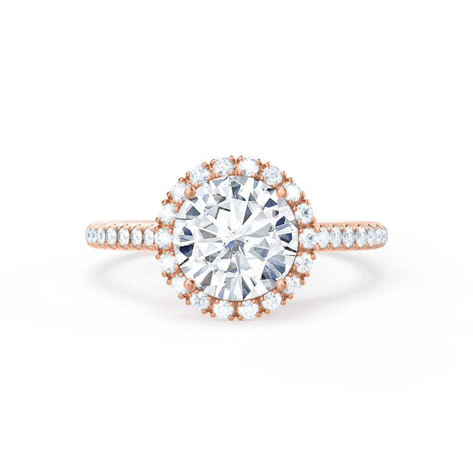 1.0 CT Round Shaped Moissanite Halo Style Engagement Ring