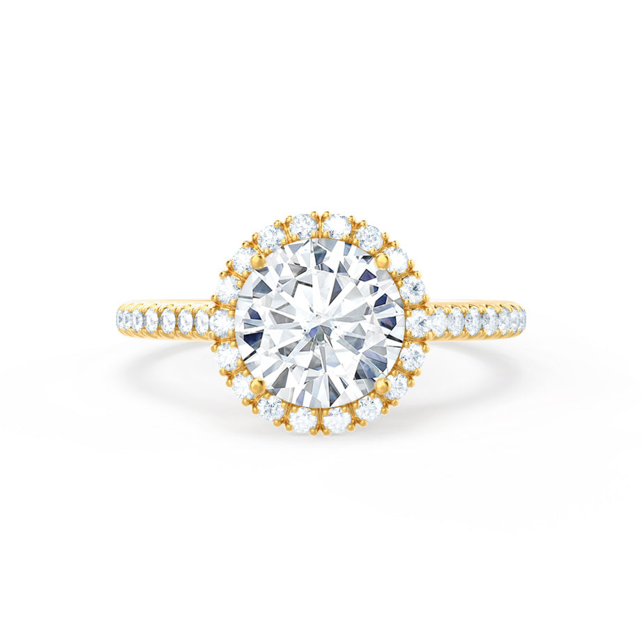 1.0 CT Round Shaped Moissanite Halo Style Engagement Ring