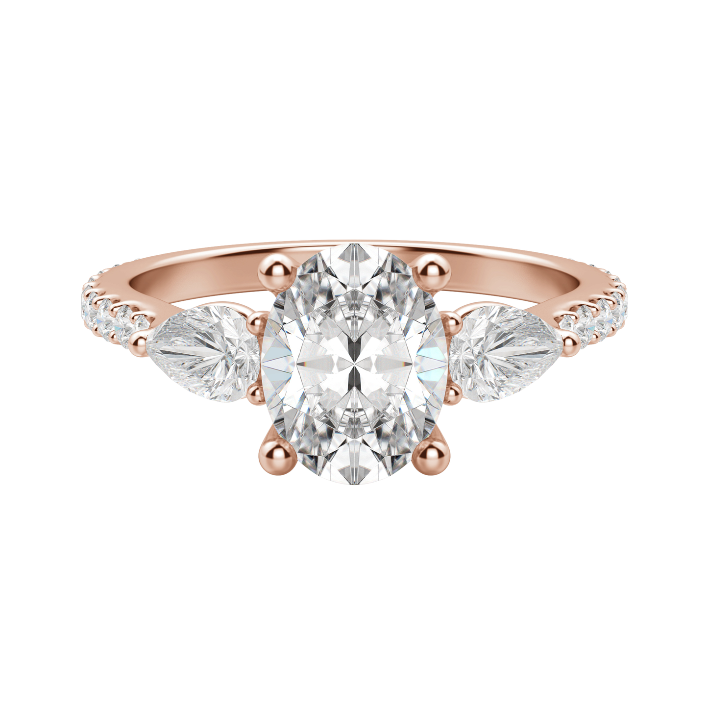 2.10 CT Oval Cut 3 Stone Moissanite Engagement Ring