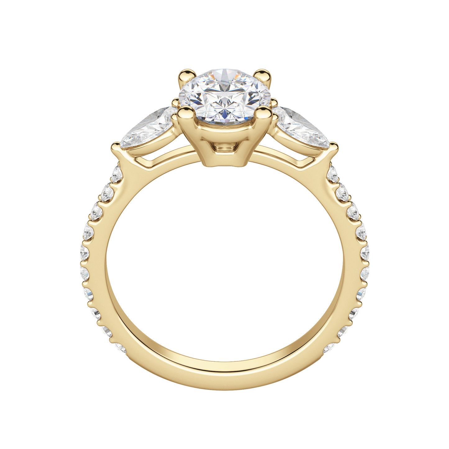 2.10 CT Oval Cut 3 Stone Moissanite Engagement Ring