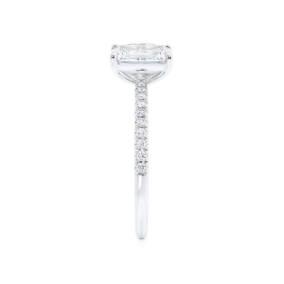 2.52 CT Emerald & 1.50 CT Pear Moissanite Two Stone Engagement Ring