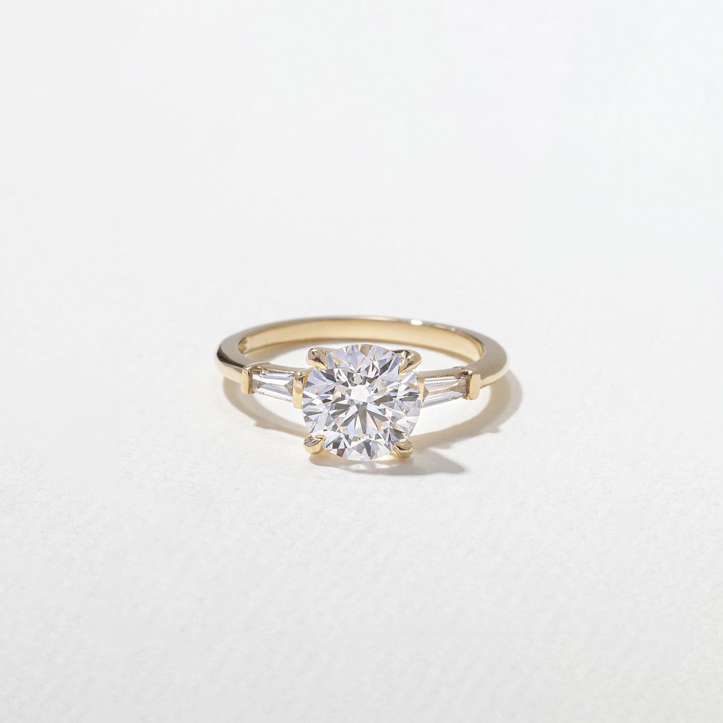Round  Lab Grown Diamond Three Stone Engagement Ring