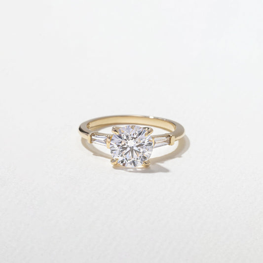 Round  Lab Grown Diamond Three Stone Engagement Ring