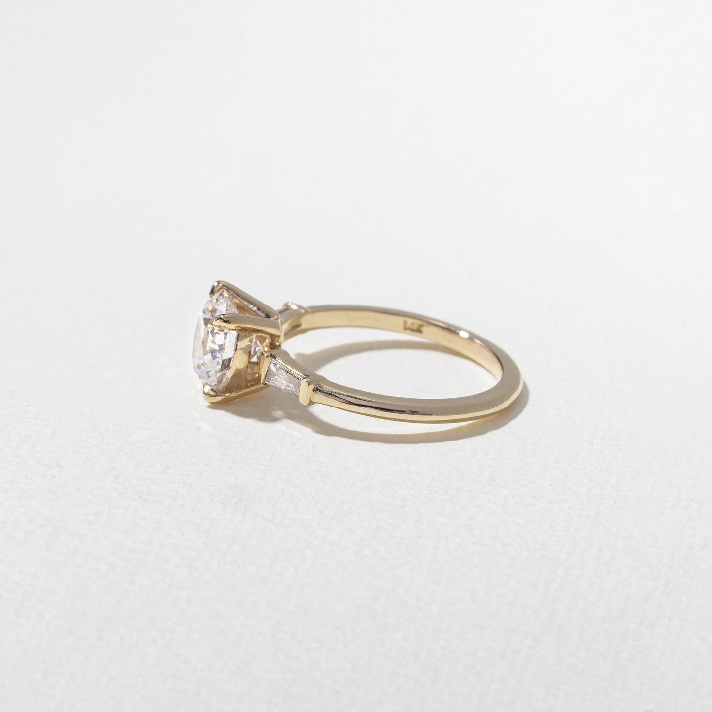 Round  Lab Grown Diamond Three Stone Engagement Ring