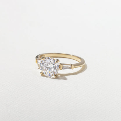 Round  Lab Grown Diamond Three Stone Engagement Ring
