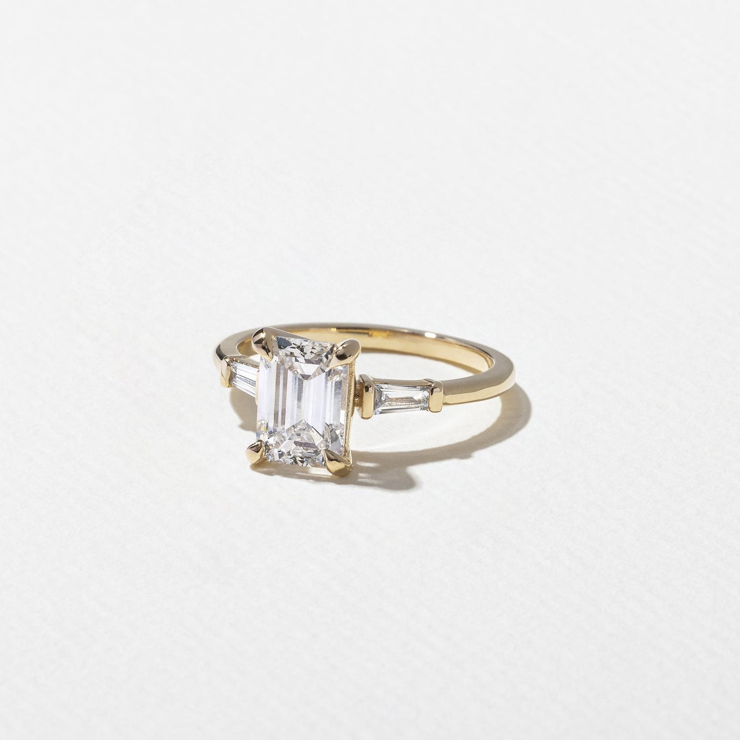 Emerald Lab Grown Diamond Three Stone Engagement Ring