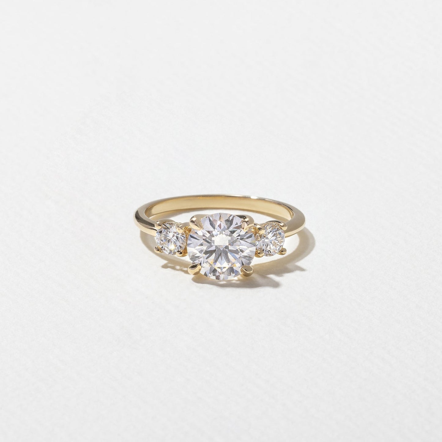 Round Lab Grown Diamond Three Stone Engagement Ring