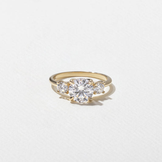 Round Lab Grown Diamond Three Stone Engagement Ring