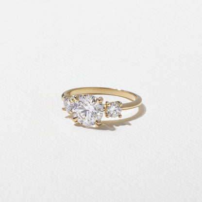 Round Lab Grown Diamond Three Stone Engagement Ring