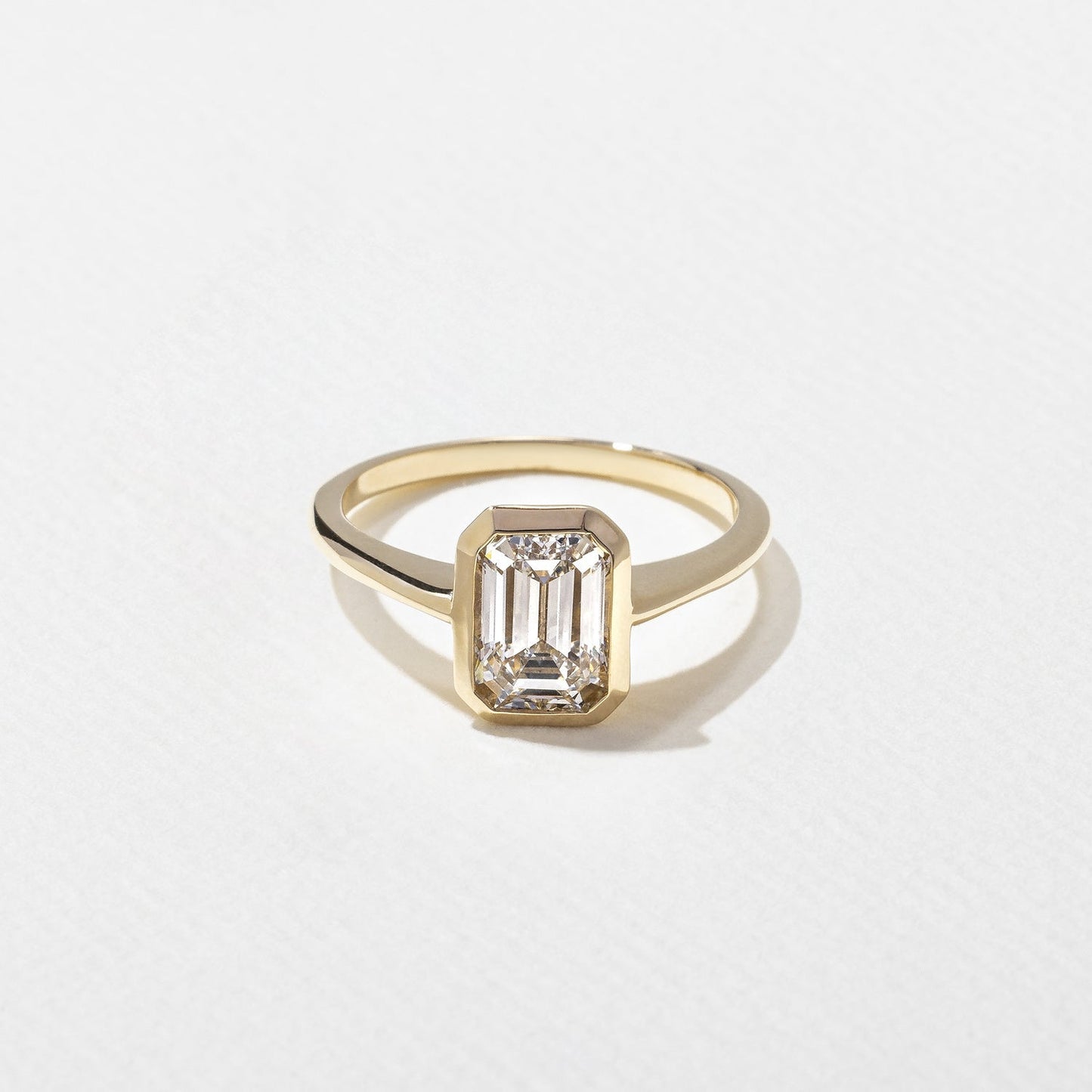 Emerald Lab Grown Diamond Bezel Solitaire Engagement Ring