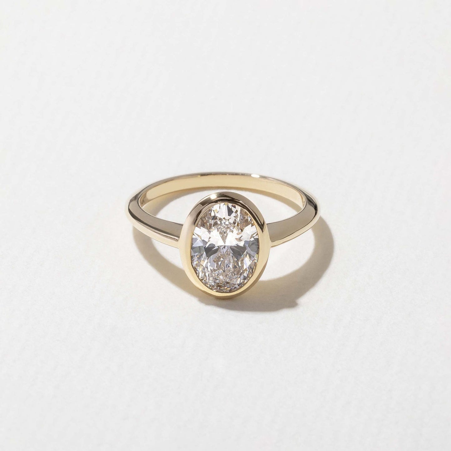 Oval Lab Grown Diamond Bezel Solitaire Engagement Ring
