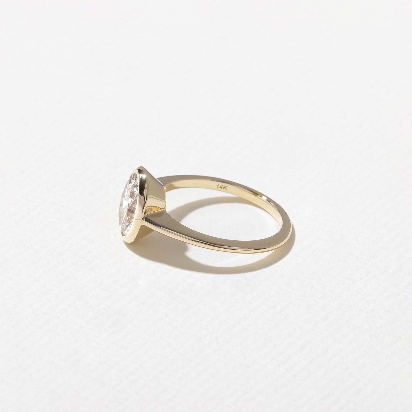 Oval Lab Grown Diamond Bezel Solitaire Engagement Ring