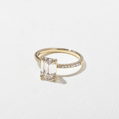 Emerald Lab Grown Diamond Pave Setting Engagement Ring