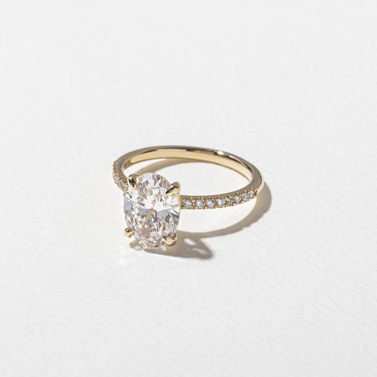 Oval Lab Grown Diamond Pave Setting Engagement Ring