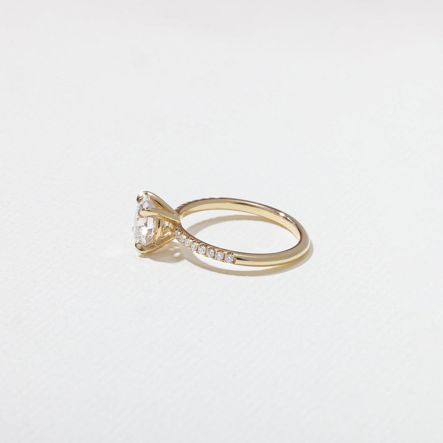 Round Lab Grown Diamond Pave Setting Engagement Ring