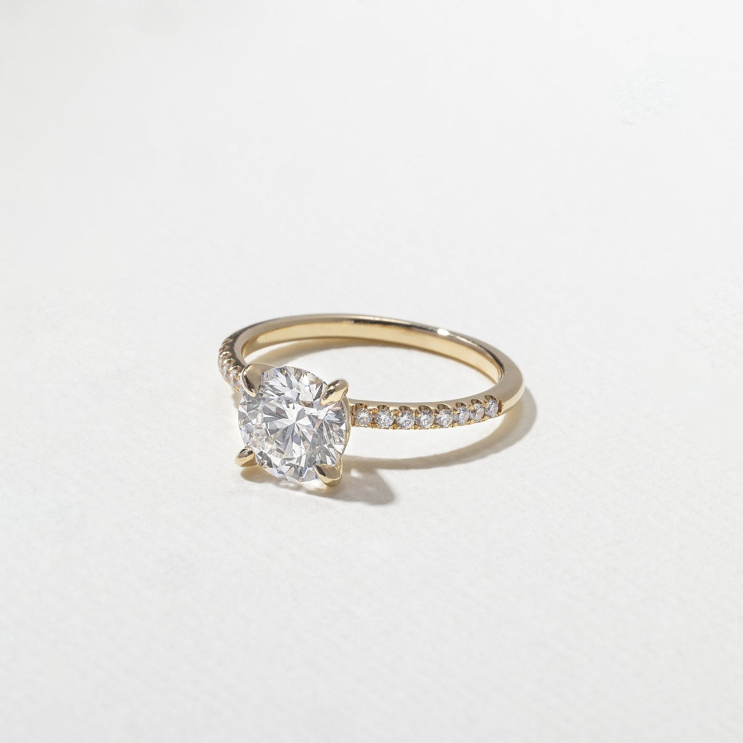 Round Lab Grown Diamond Pave Setting Engagement Ring