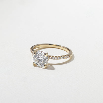 Round Lab Grown Diamond Pave Setting Engagement Ring