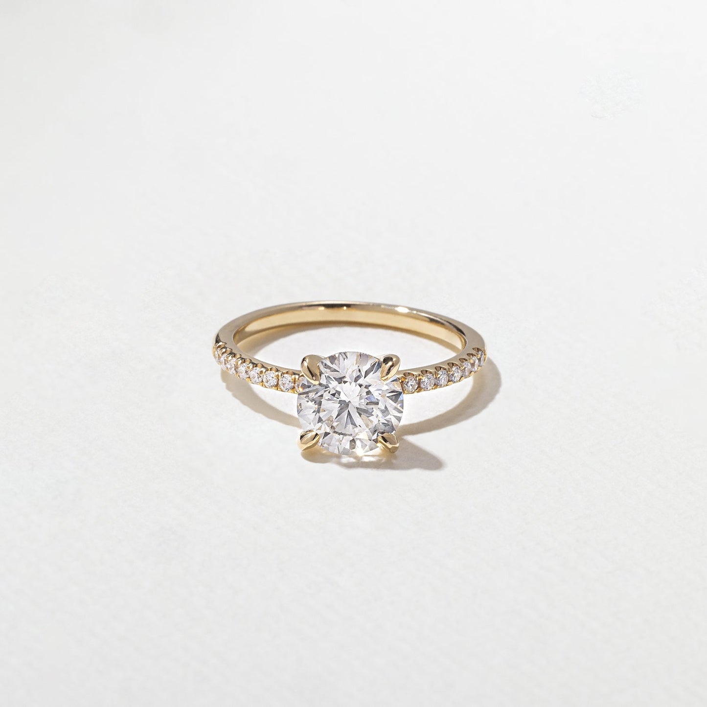 Round Lab Grown Diamond Pave Setting Engagement Ring