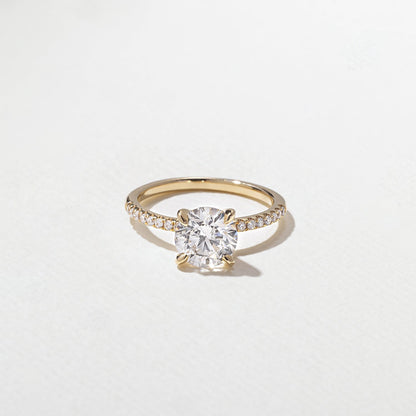 Round Lab Grown Diamond Pave Setting Engagement Ring