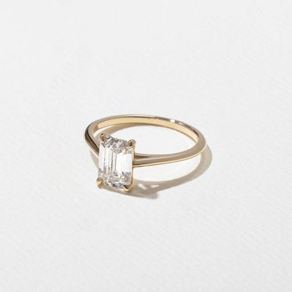 Emerald Lab Grown Diamond Solitaire Engagement Ring