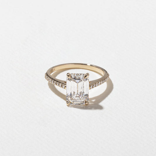 Emerald Lab Grown Diamond Pave Setting Engagement Ring