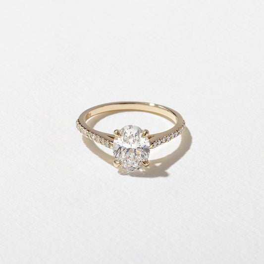 Oval Lab Grown Diamond Pave Setting Engagement Ring