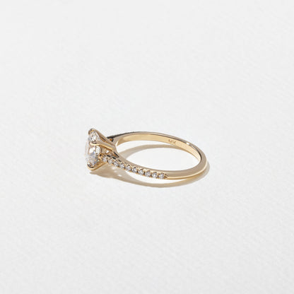 Round Lab Grown Diamond Pave Setting Engagement Ring