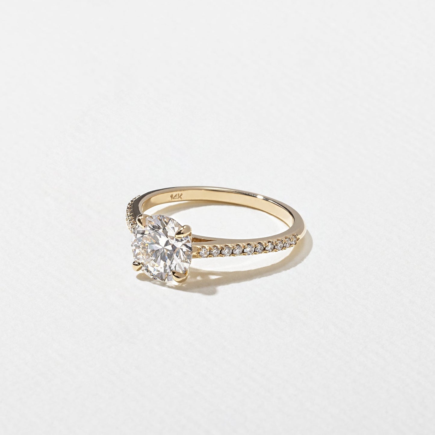 Round Lab Grown Diamond Pave Setting Engagement Ring
