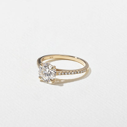 Round Lab Grown Diamond Pave Setting Engagement Ring