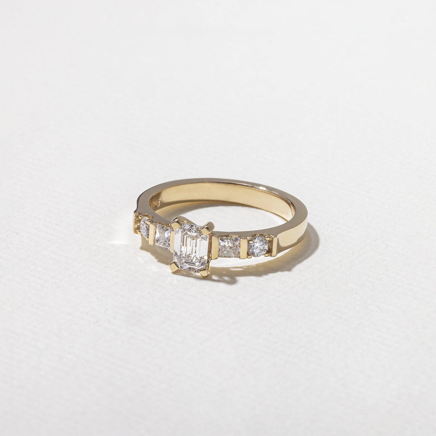 Emerald Lab Grown Diamond Five Stone Engagement Ring