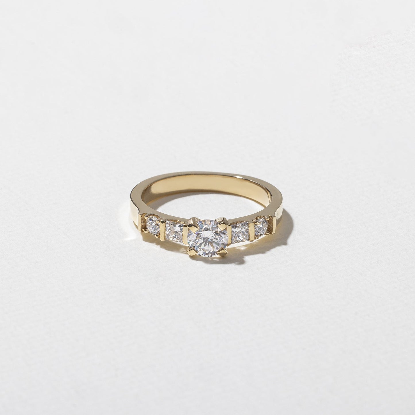 Round Lab Grown Diamond Five Stone Engagement Ring