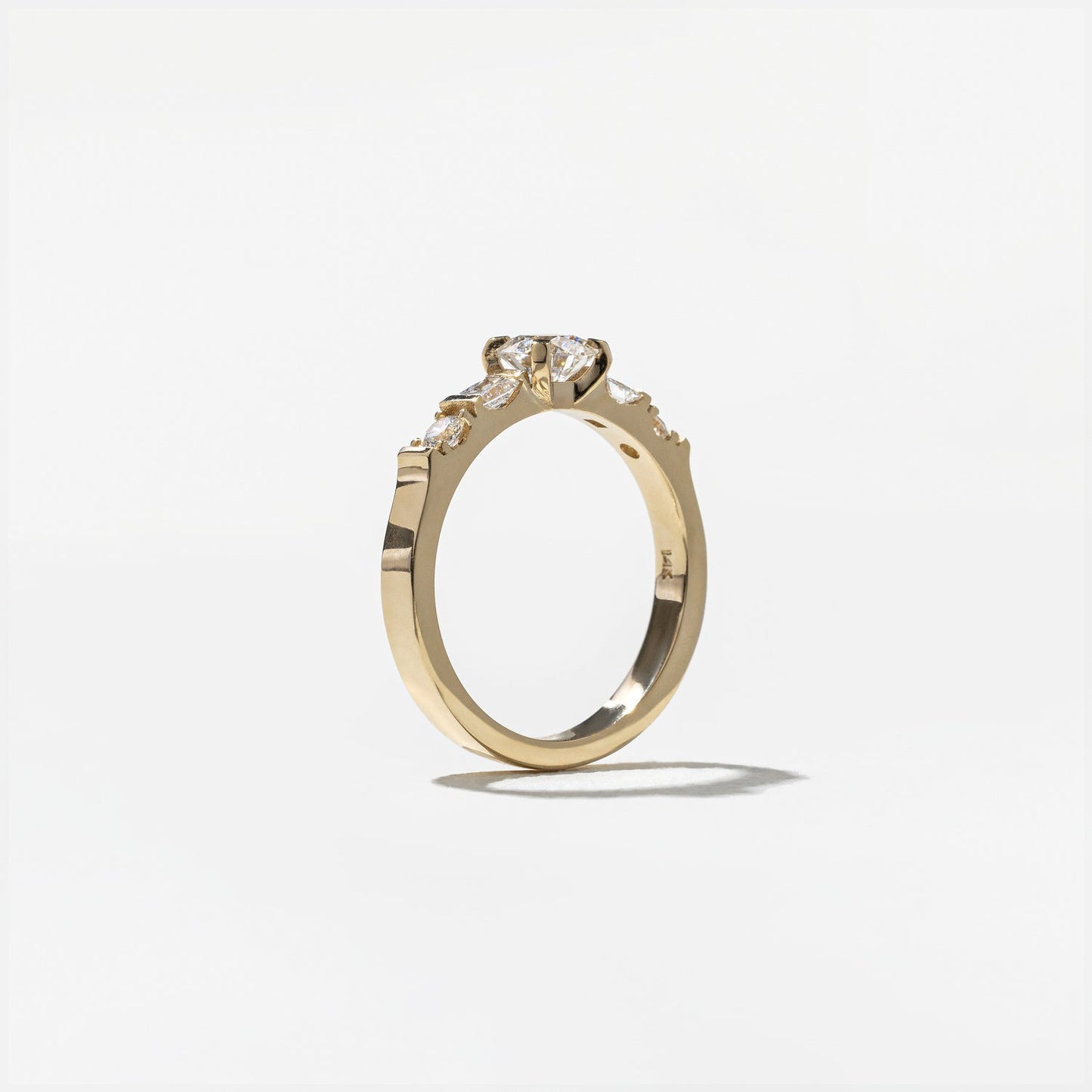 Round Lab Grown Diamond Five Stone Engagement Ring