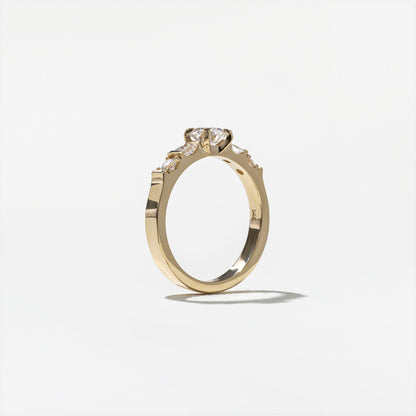 Round Lab Grown Diamond Five Stone Engagement Ring