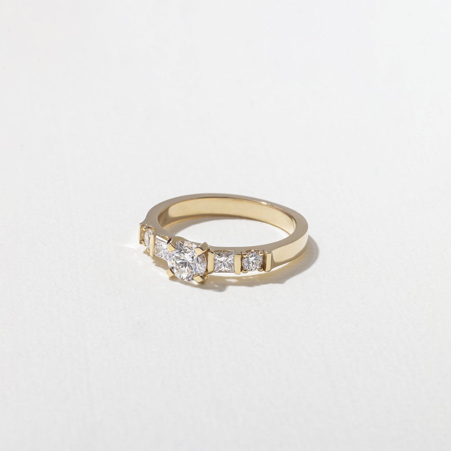 Round Lab Grown Diamond Five Stone Engagement Ring