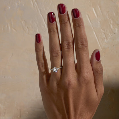 Round Lab Grown Diamond Pave Setting Engagement Ring