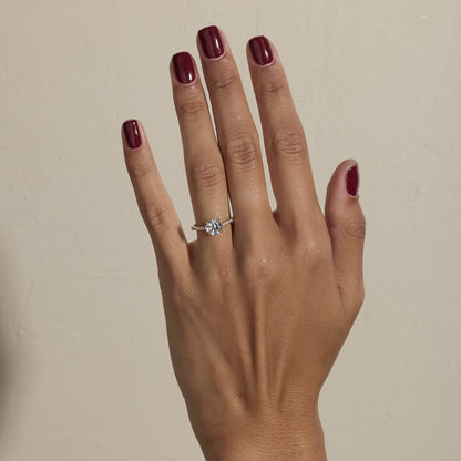 Round Lab Grown Diamond Pave Setting Engagement Ring