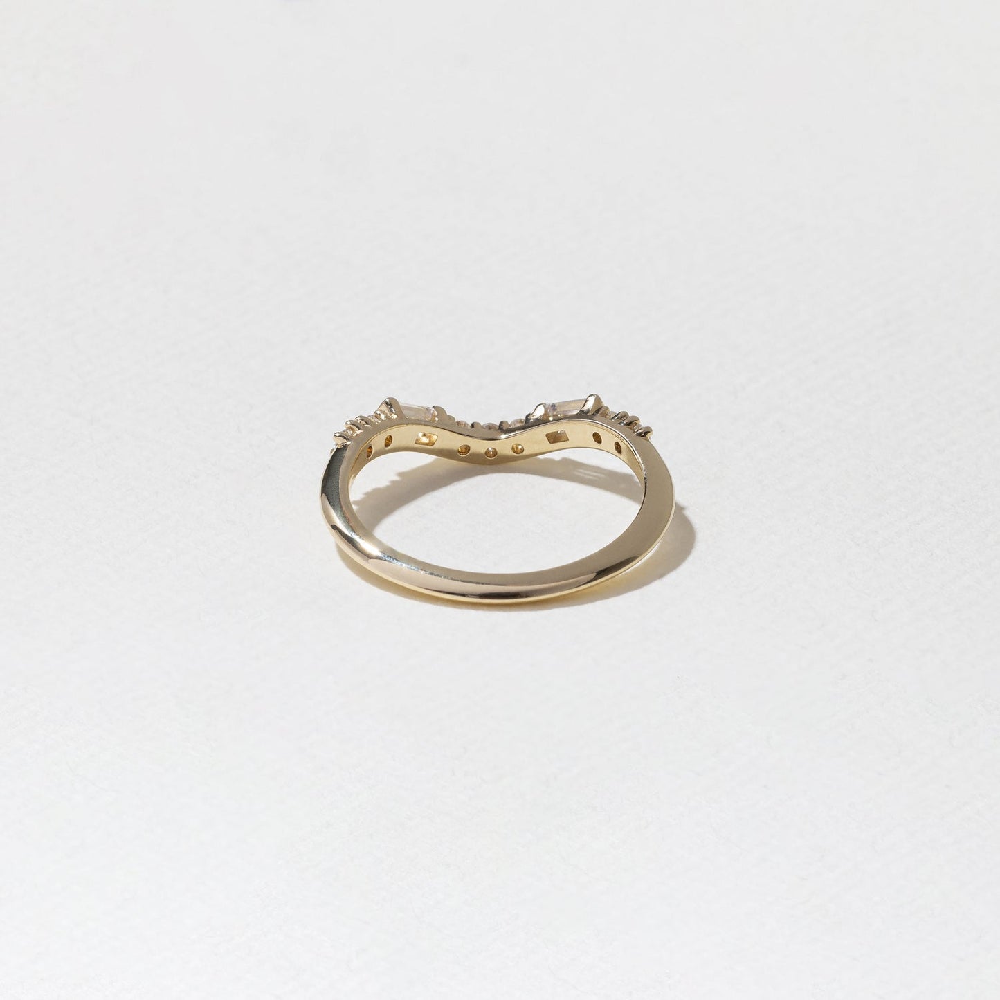 0.26 TCW Round & Baguette V Shape Wedding Band