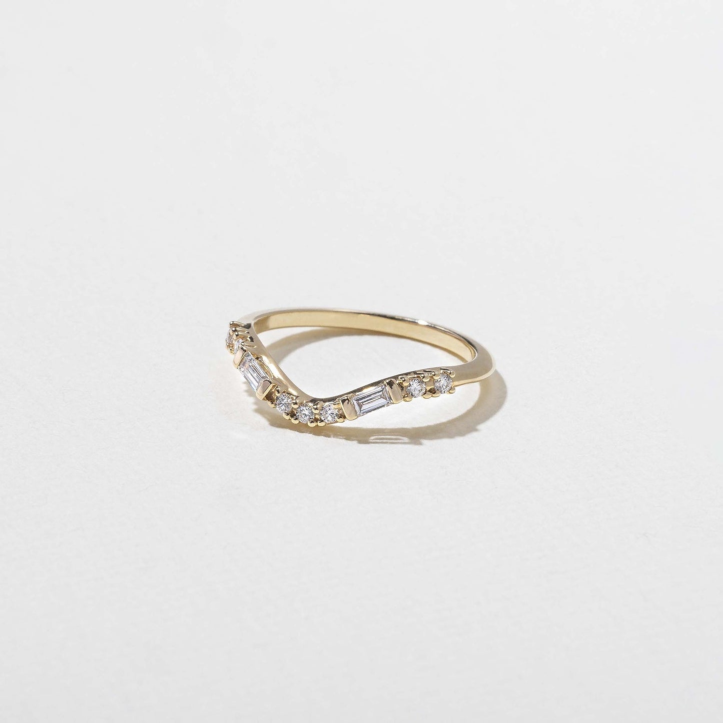 0.26 TCW Round & Baguette V Shape Wedding Band