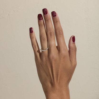 0.26 TCW Round & Baguette V Shape Wedding Band