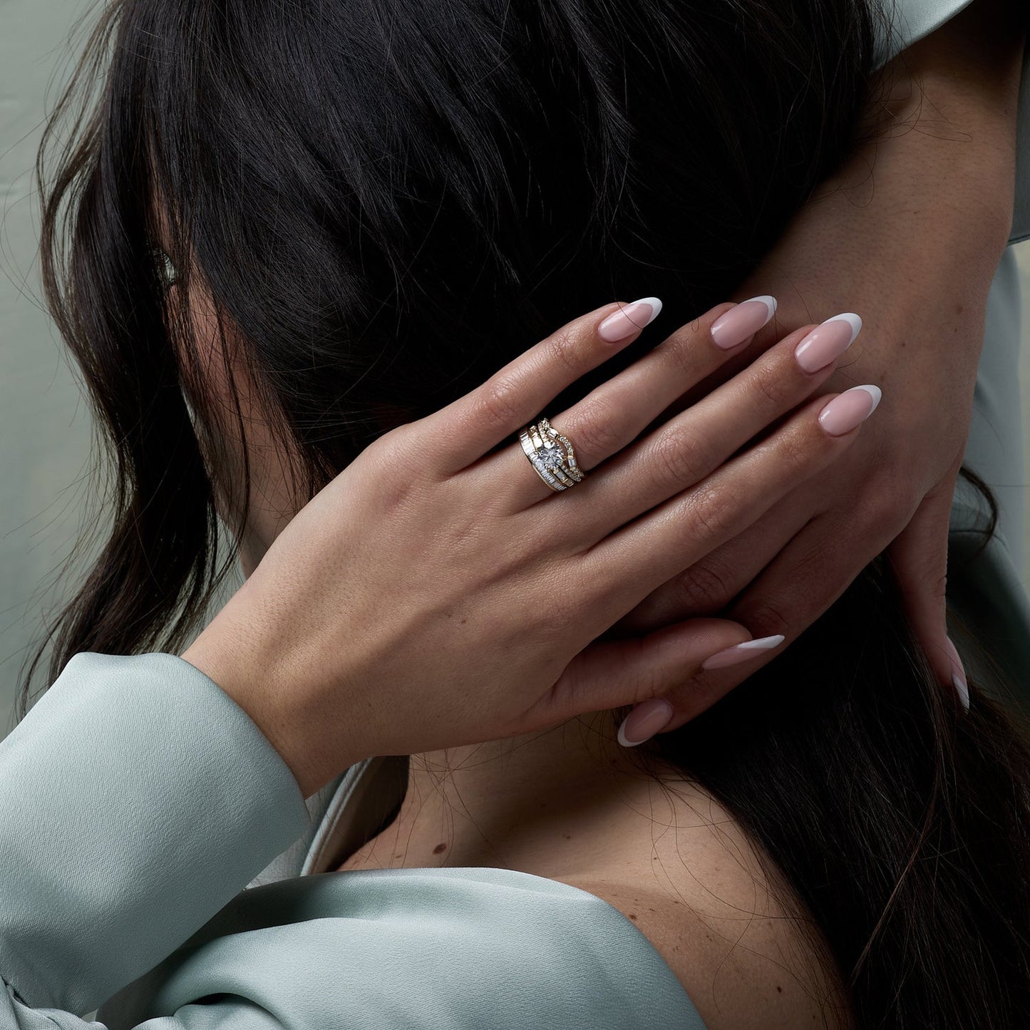 0.26 TCW Round & Baguette V Shape Wedding Band