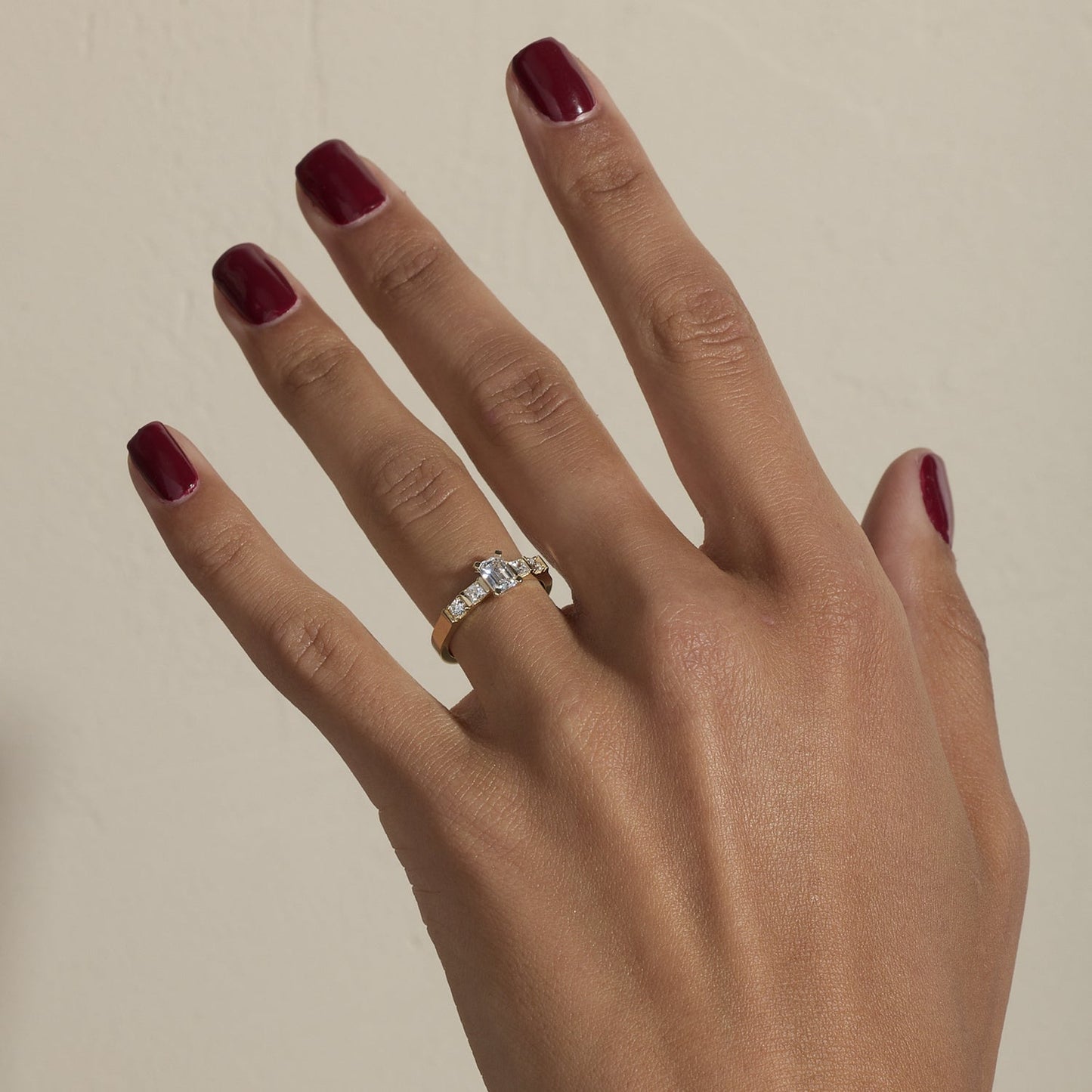 Emerald Lab Grown Diamond Five Stone Engagement Ring