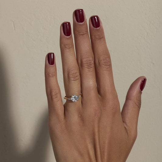 Round Lab Grown Diamond Three Stone Engagement Ring