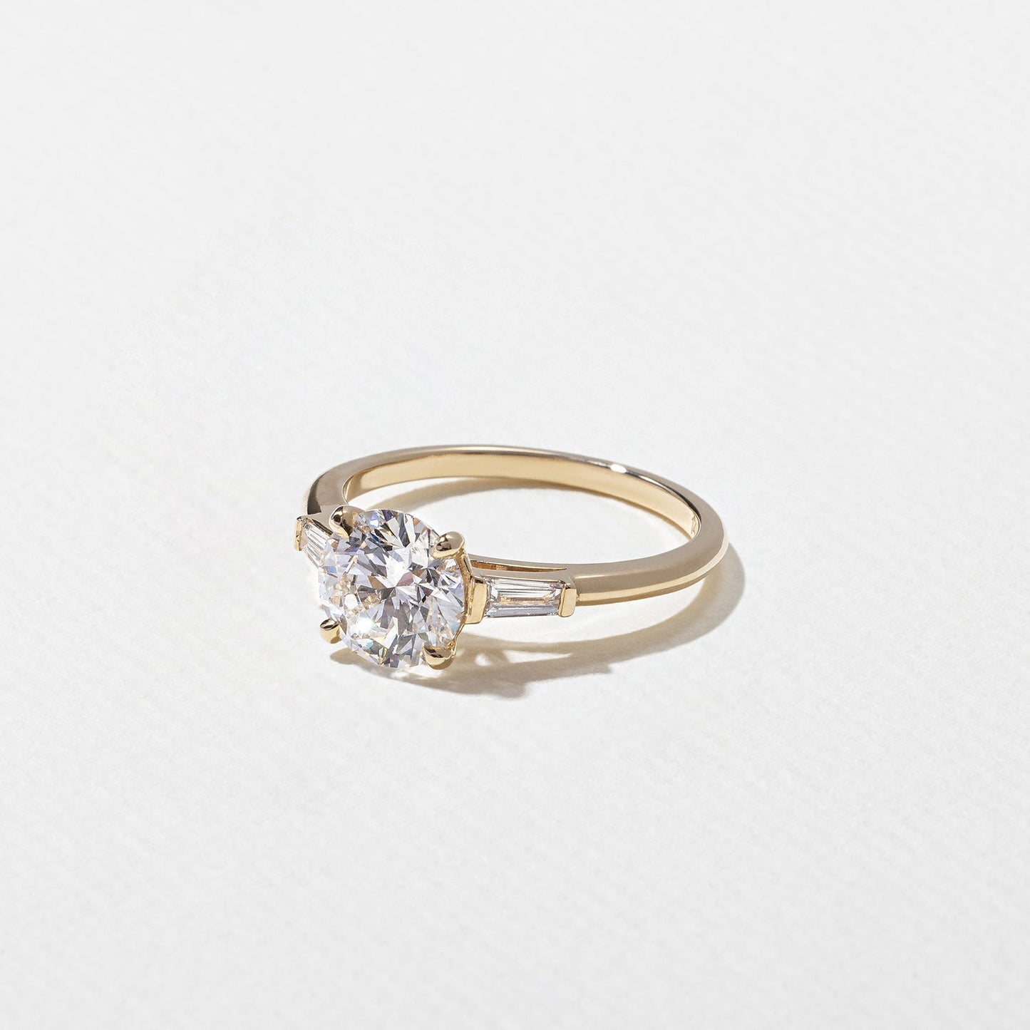 Round Lab Grown Diamond Three Stone Engagement Ring