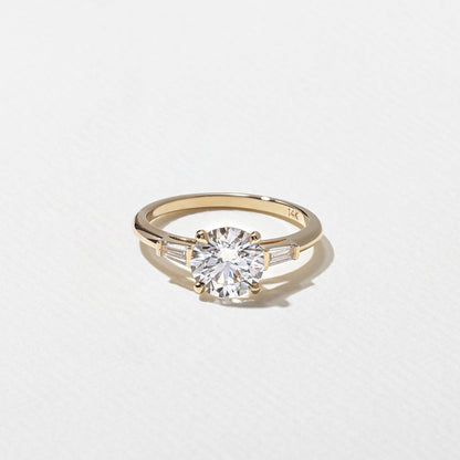 Round Lab Grown Diamond Three Stone Engagement Ring
